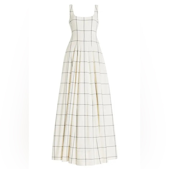 STAUD Wells Maxi Dress in Ivory Windowpane - Picture 3 of 3